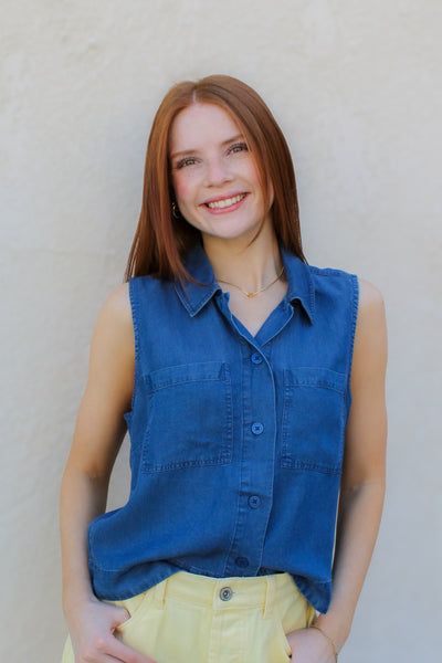 Eleanor Sleeveless Top / Dark Denim