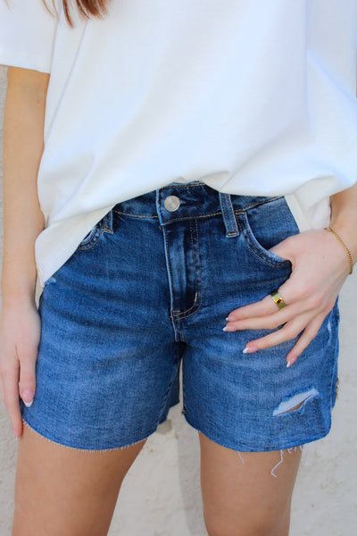 Lovervet Parker Raw Hem Denim Shorts