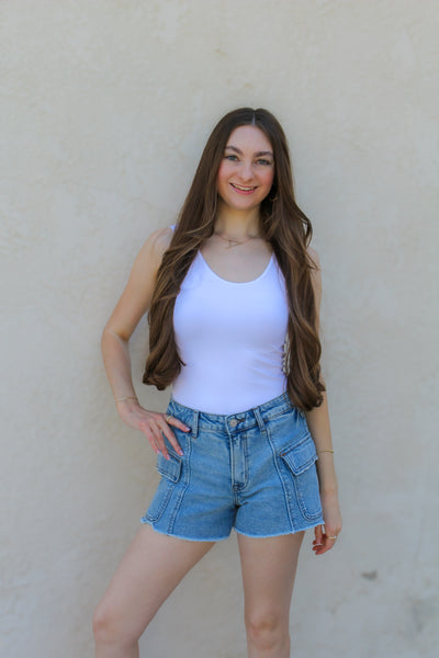 Talk Later Reversible Tank Top / White