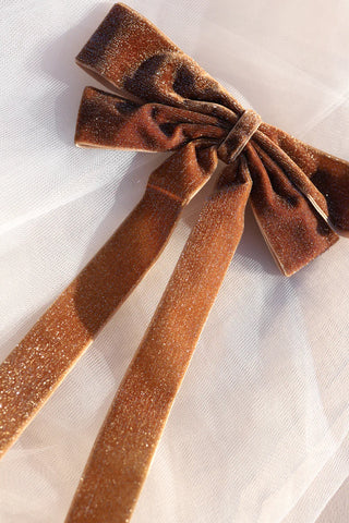 Glitter Bow Barrette / Gold