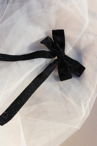 Glitter Bow Barrette / Black