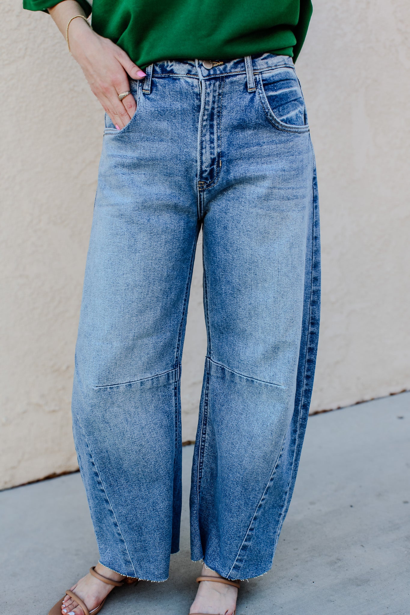 The Seamed Barrel Jean by Just Black Denim / Light Denim