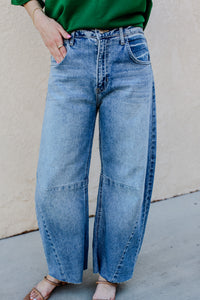The Seamed Barrel Jean by Just Black Denim / Light Denim