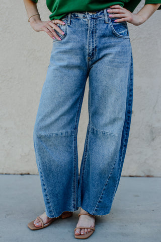 The Seamed Barrel Jean by Just Black Denim / Light Denim