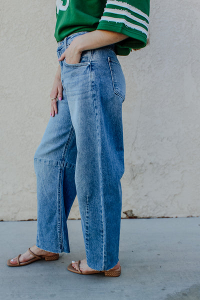 The Seamed Barrel Jean by Just Black Denim / Light Denim