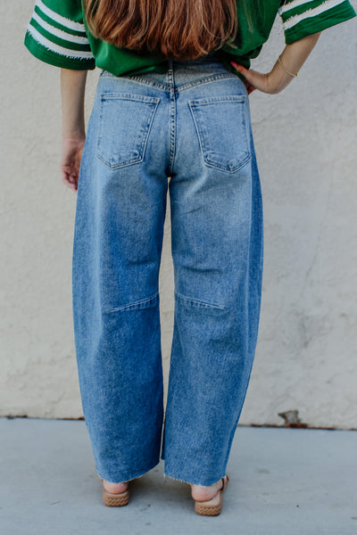 The Seamed Barrel Jean by Just Black Denim / Light Denim