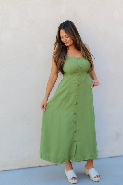 Olive Sweetheart Denim Dress