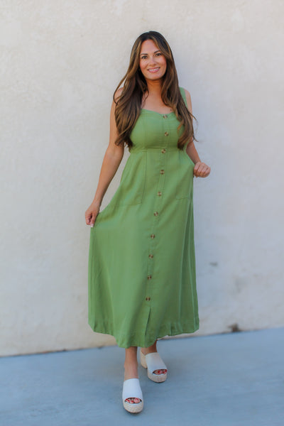 Olive Sweetheart Denim Dress