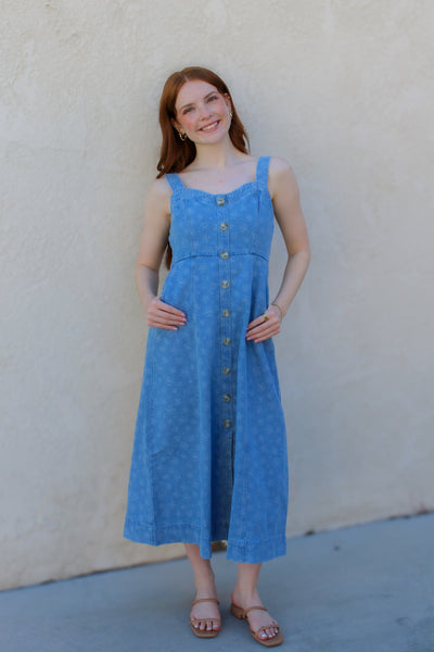 Fairly Certain Floral Denim Dress