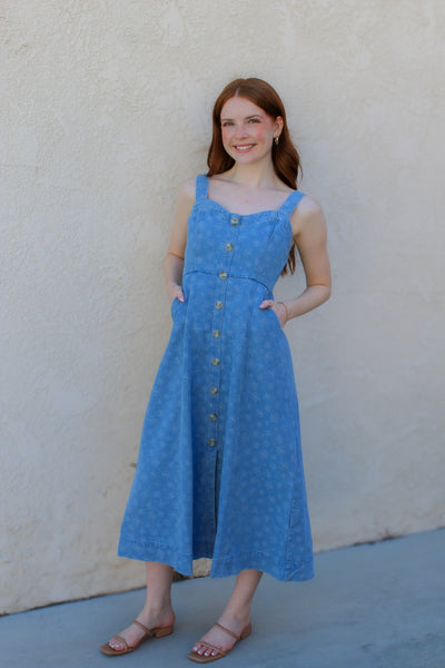 Fairly Certain Floral Denim Dress