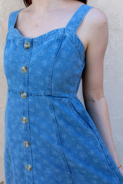 Fairly Certain Floral Denim Dress
