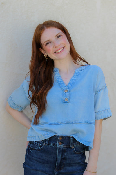 Cienna Washed Denim Top