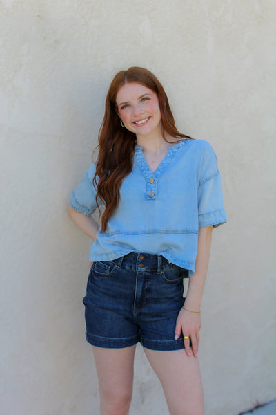 Cienna Washed Denim Top