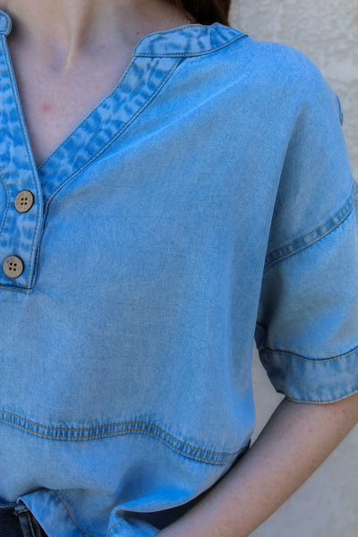 Cienna Washed Denim Top