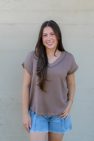 Mocha Rib Knit Top