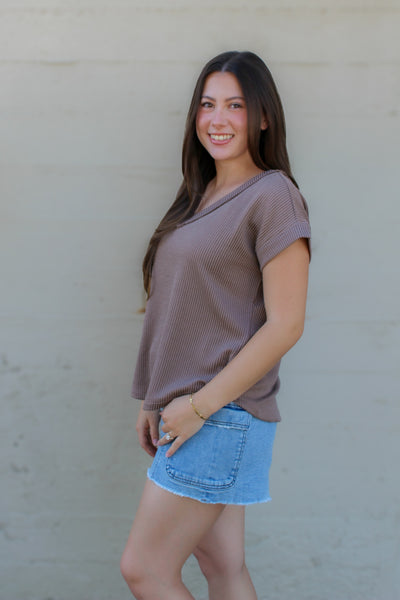 Mocha Rib Knit Top