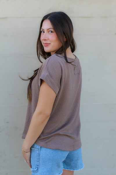 Mocha Rib Knit Top