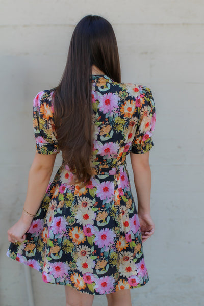 Midnight Floral Belted Dress