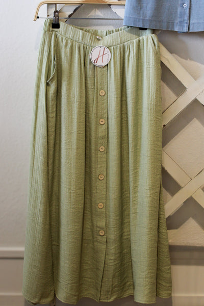 Emma Textured Midi Skirt / Olive