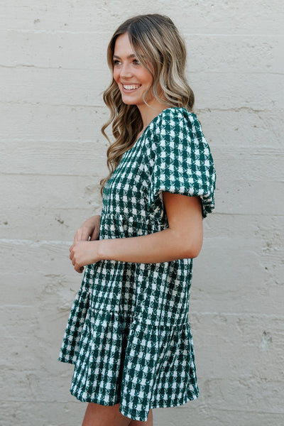 Emerald Envy Houndstooth Dress