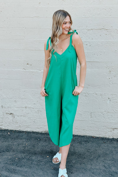 Jump To Conclusions Jumpsuit / Varsity Green