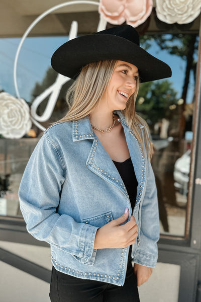 Savanna Studded Oversized Denim Jacket
