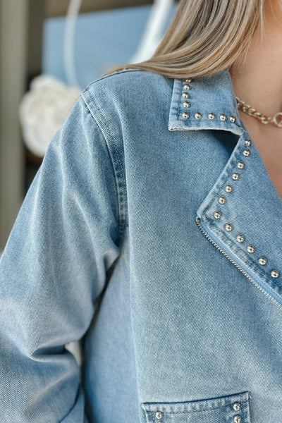 Savanna Studded Oversized Denim Jacket
