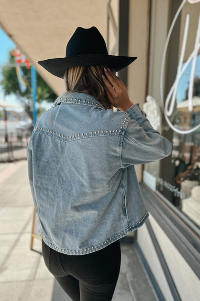 Savanna Studded Oversized Denim Jacket