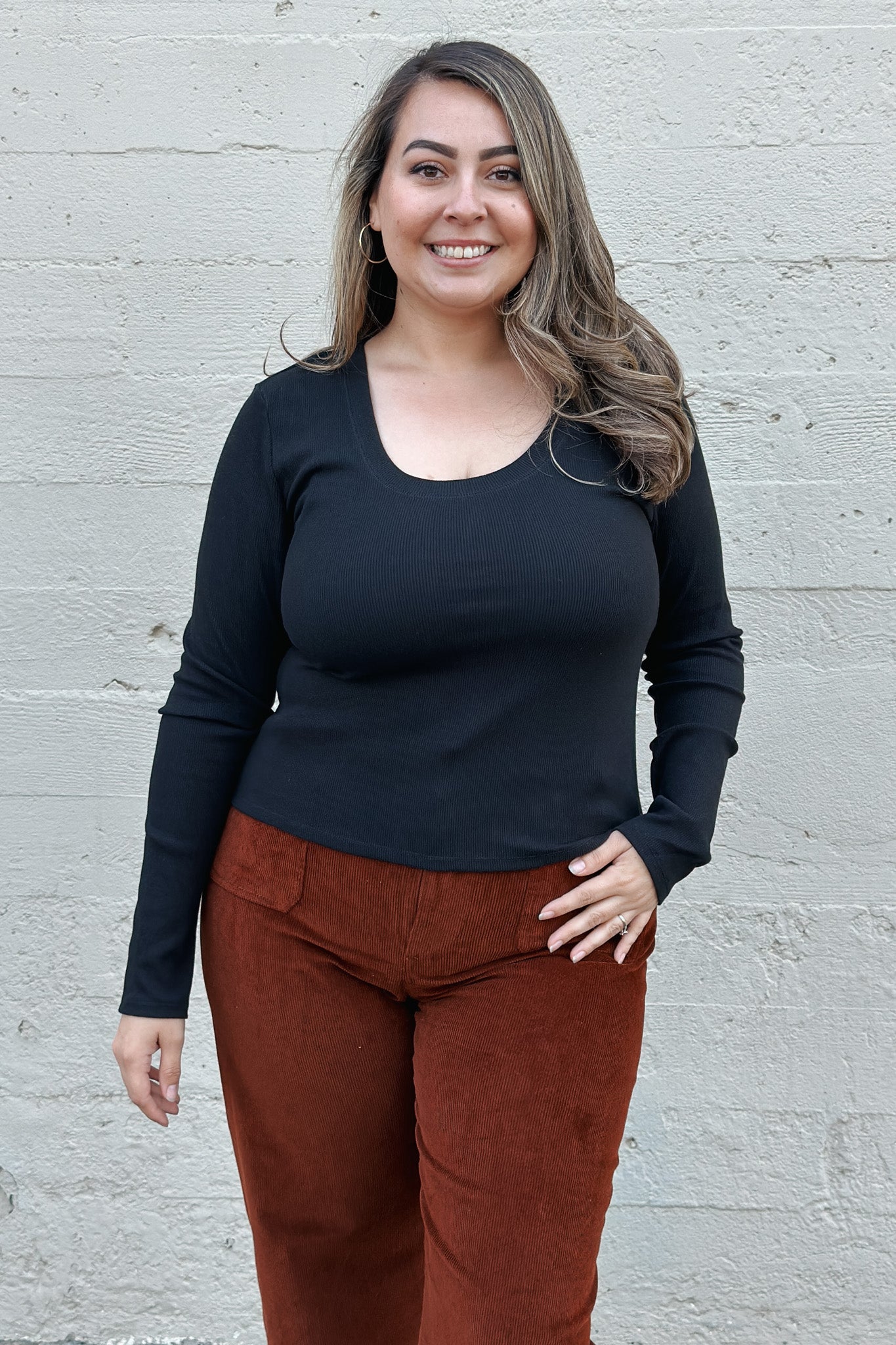 Sirena Rib Long Sleeve Tee / Black