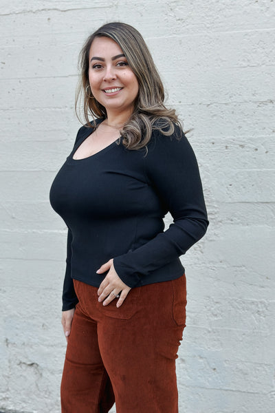 Sirena Rib Long Sleeve Tee / Black