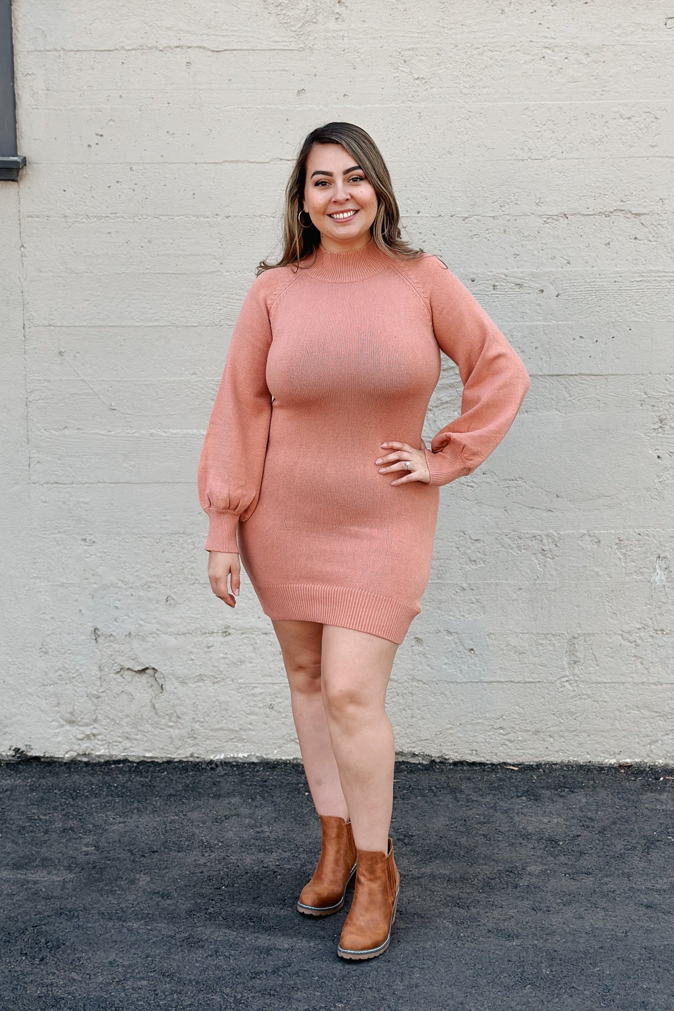 Sweet Peach Sweater Dress
