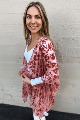Top Things Off Velvet Kimono