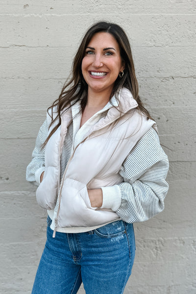 Lo Crop Puffer Vest / Beige