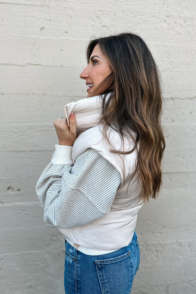 Lo Crop Puffer Vest / Beige