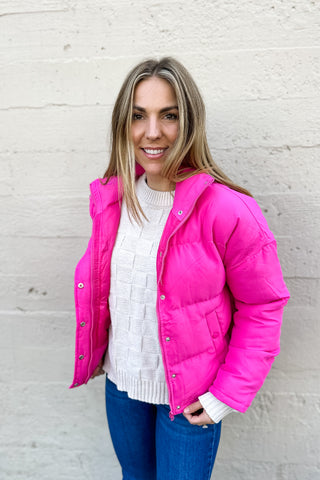 Let's Chill Puffer Jacket / Hot Pink
