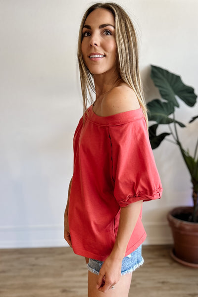 Avila Shoulder Tee / Coral