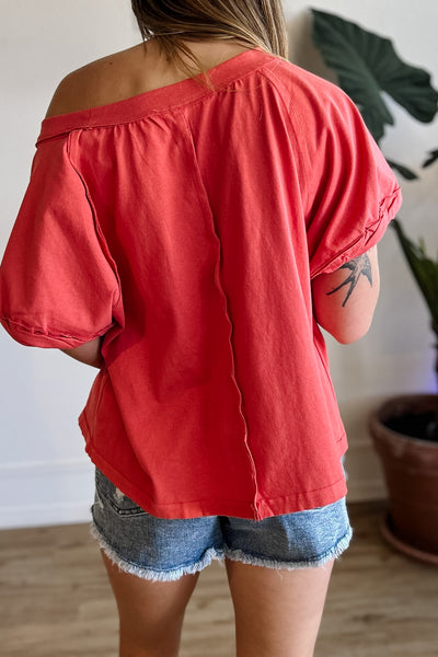 Avila Shoulder Tee / Coral