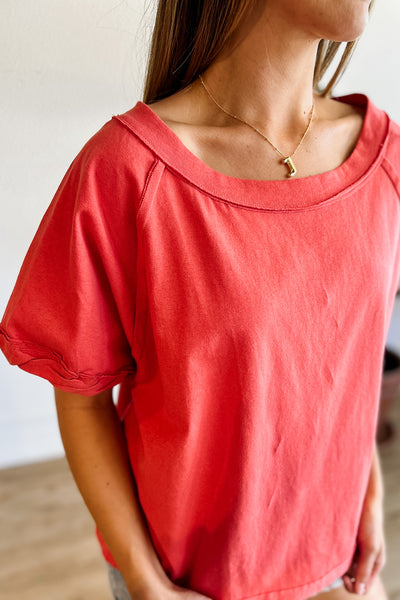 Avila Shoulder Tee / Coral