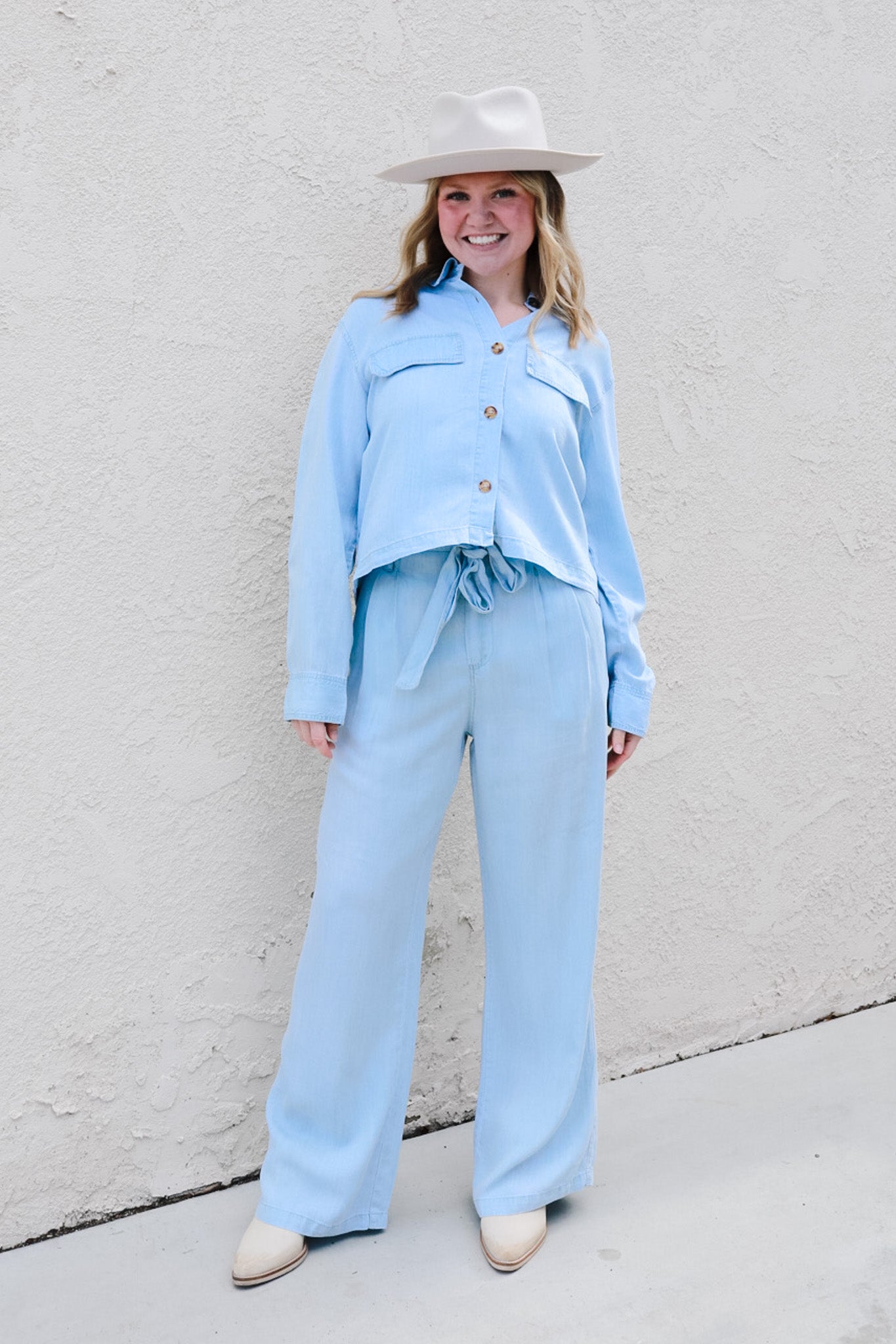 Chantilly Chambray Wide Leg Pants
