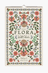 Flora wall calendar with floral design on a white background