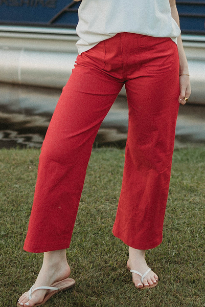 Jo Cropped Summer Pants / Americana Red