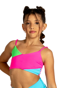 XoDanceCo Slice and Dice Top / Neon Trifecta