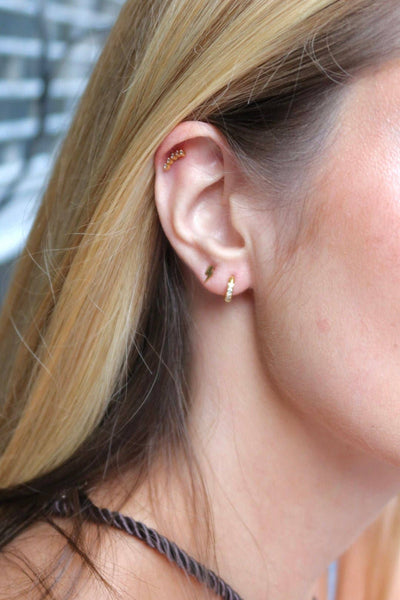 Scarlett Huggie Earrings Hoop Gold 8mm CZ