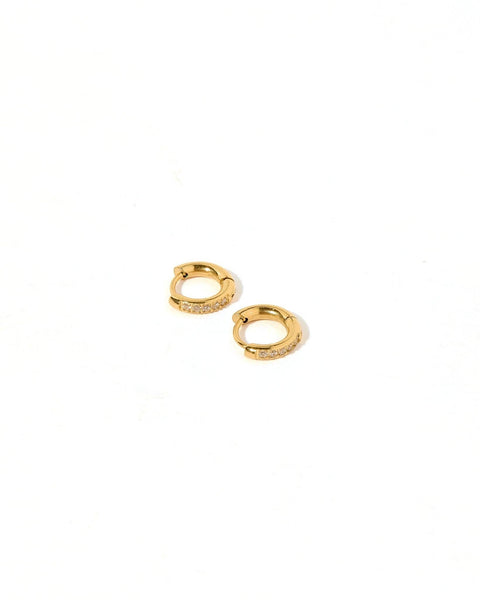 Scarlett Huggie Earrings Hoop Gold 8mm CZ