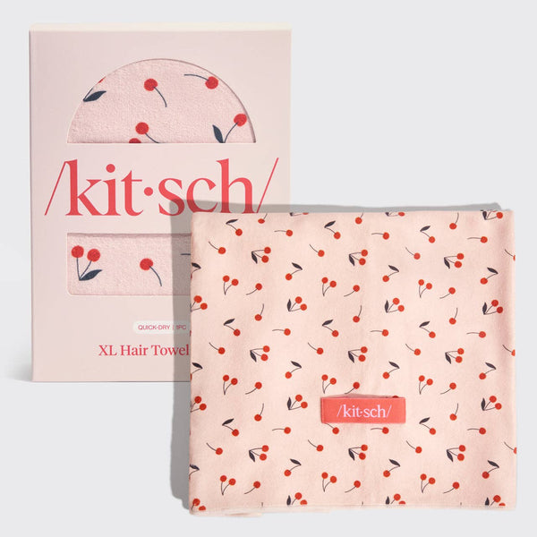 Kitsch XL Hair Towel Wrap / Cherry Print