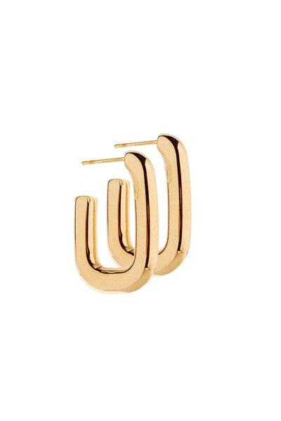 Gold hoop earrings on a white background