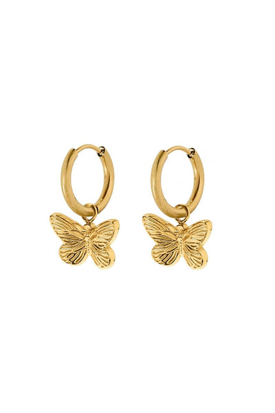 Faye Butterfly Gold Huggie Charm Earrings