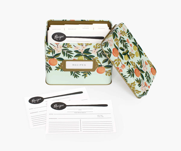 Rifle Paper Co. Citrus Floral Tin Recipe Box