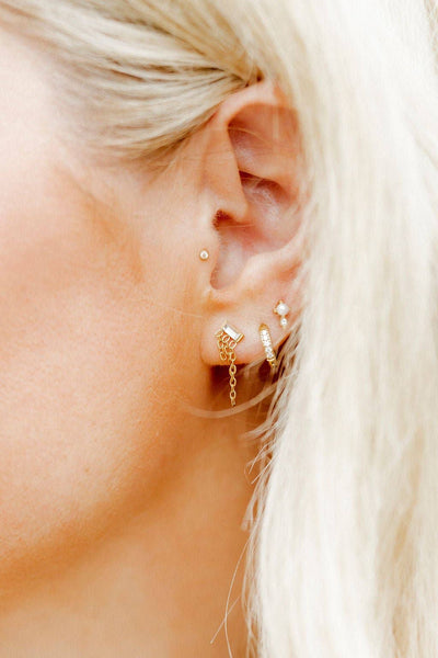 Scarlett Huggie Earrings Hoop Gold 8mm CZ
