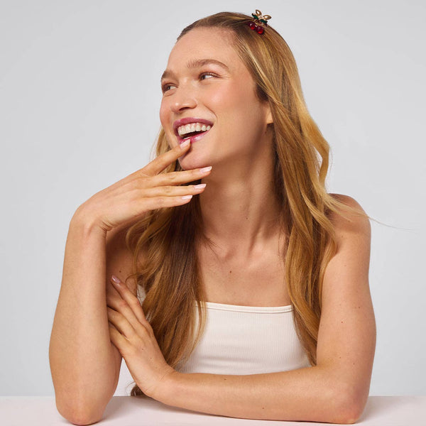 Mini Rhinestone Claw Clips Set / Cherry